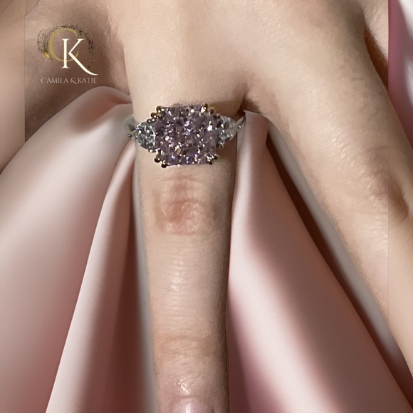 Pink Lab Hybrid Engagement Ring - Picture 6 of 8